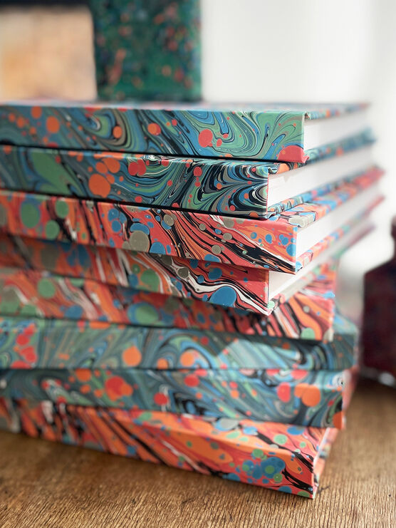 JMW Turner inspired marbled red notebook